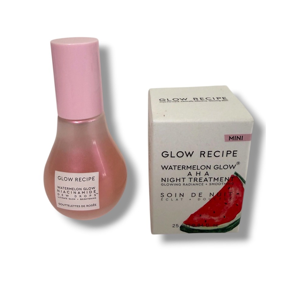 Glow Recipe Lot Watermelon Glow Niacinamide Dew Drops AHA Night Treatment Bundle